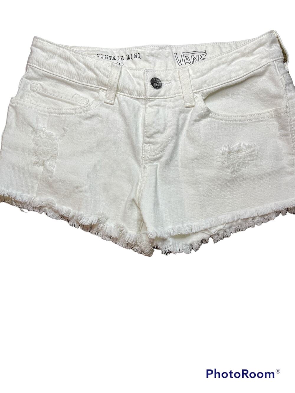 Vans Distressed Cut Off Distressed Shorts 'Vintage Mini' White Size 1 Juniors
